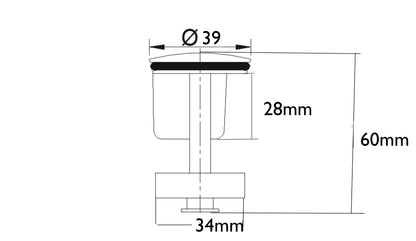 Lijntekening Losse plug voor wastafelwaste 5/4 inch chroom
