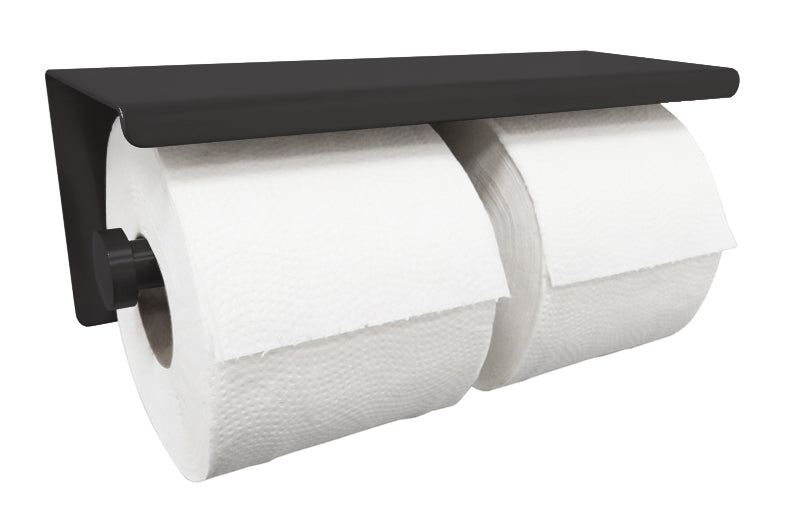 Wiesbaden Brush dubbele toiletrolhouder mat-zwart - WDtegels