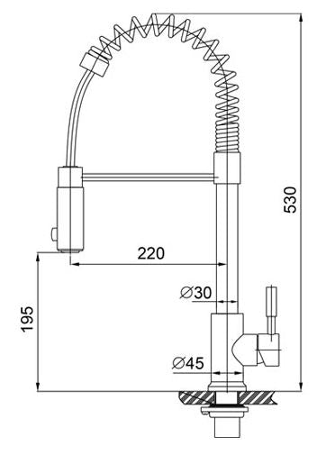 Wiesbaden 304-Floyd RVS Keukenkraan professional met handdouche