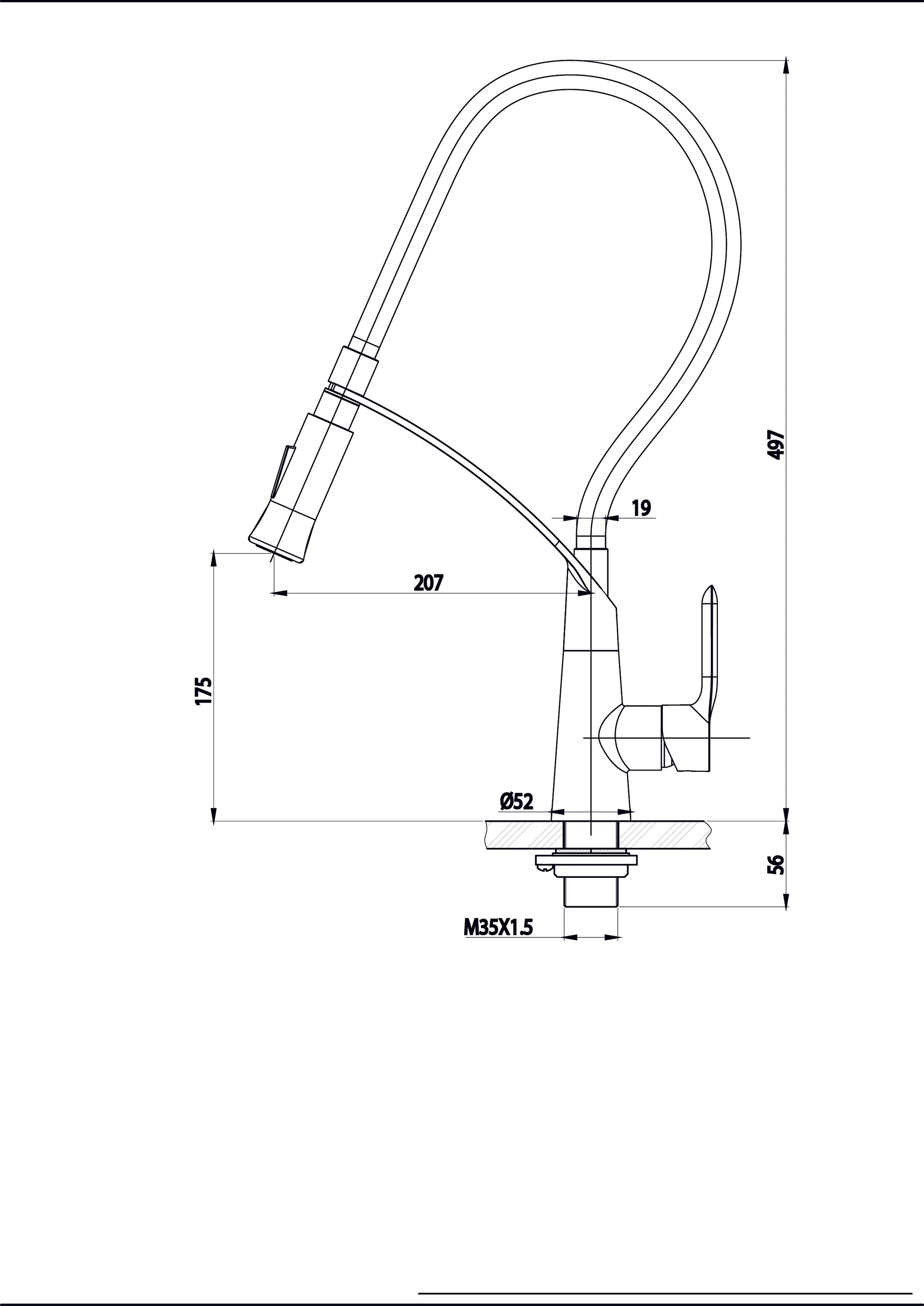 Tulsa keukenkraan met flexibele handdouche RVS 8718858077670
