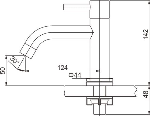 304 fountain tap 1/2" brushed stainless steel
