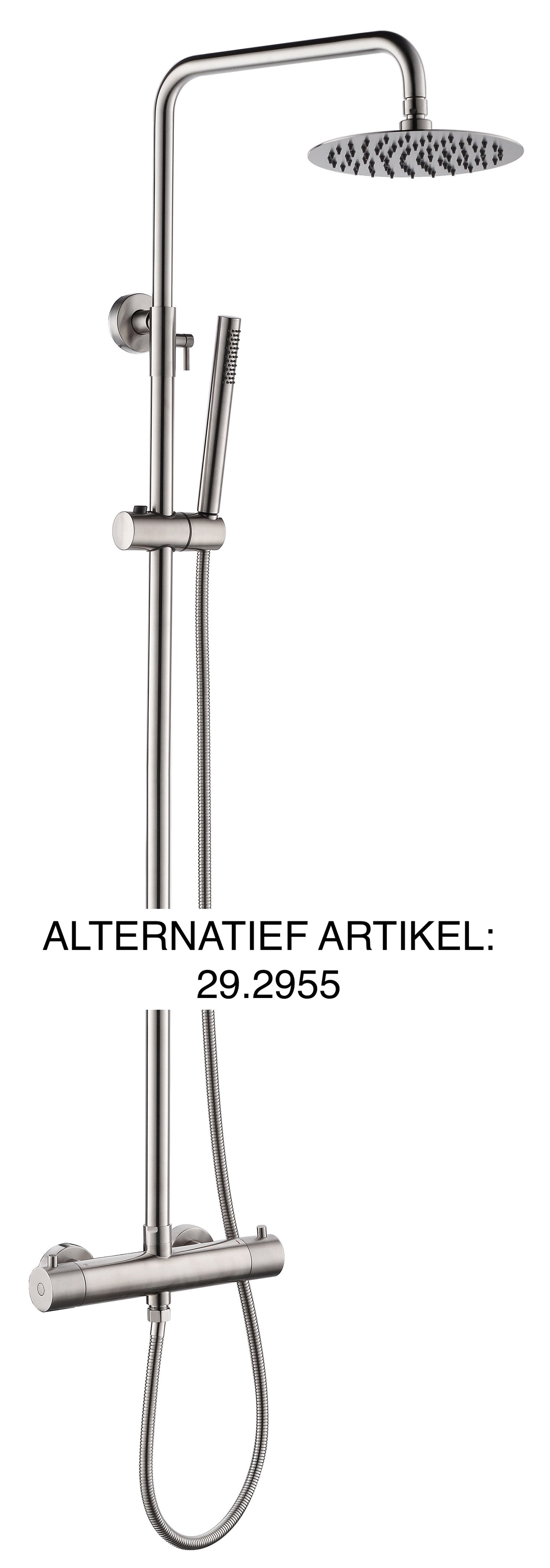 304 thermostatische regendoucheset opbouw geborsteld RVS