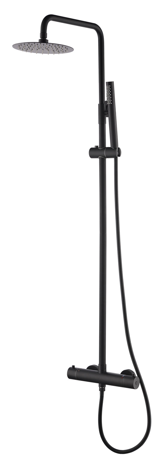 Tivaro thermostatische regendoucheset | Opbouw | Mat zwart