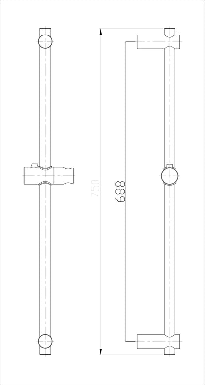 304 sliding bar 75 cm brushed stainless steel