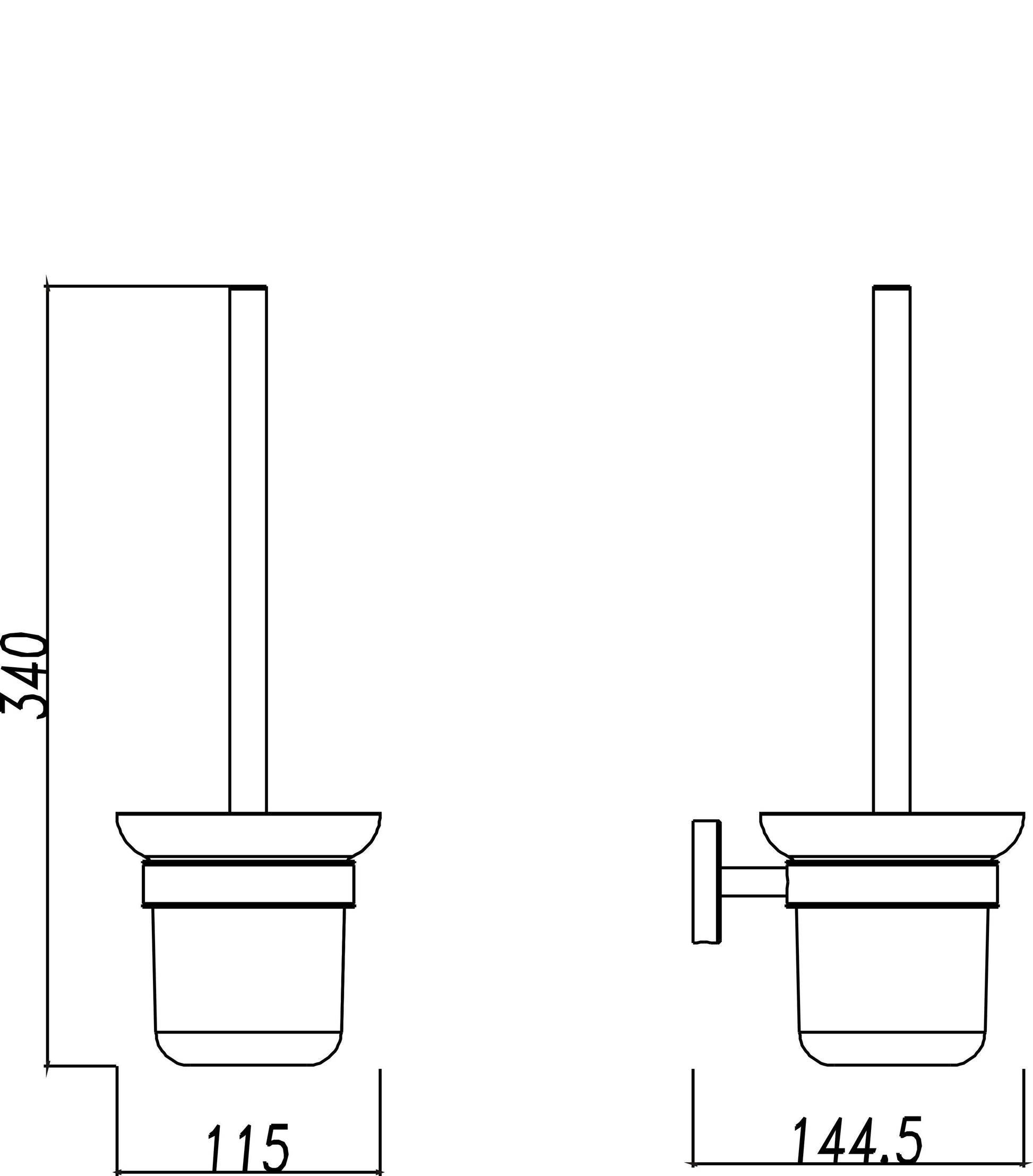 Wiesbaden 304-toiletborstelhouder glas + borstel RVS - WDtegels