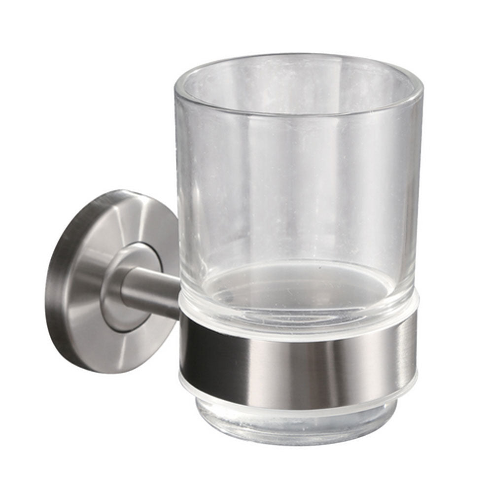 Brush glas met houder RVS