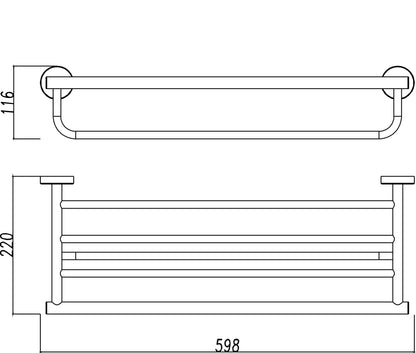 Wiesbaden 304-handdoekrek lig/hang rond 60cm RVS - WDtegels
