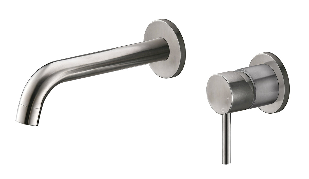 304 wastafelkraan met coldstart inbouw compleet geborsteld RVS - WDtegels