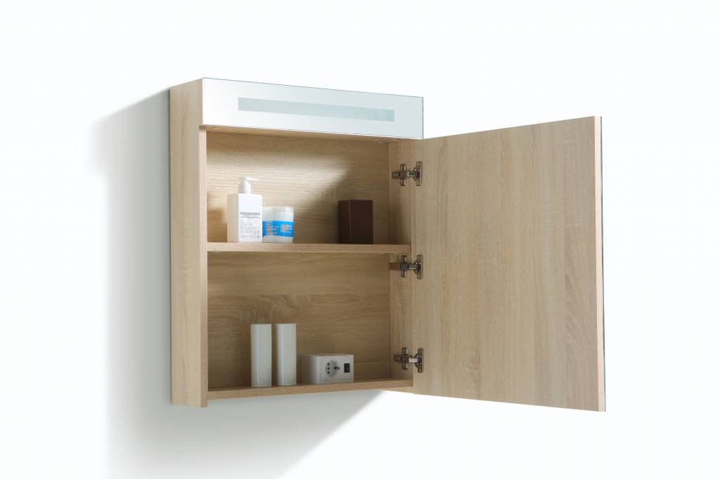 Spiegelkast 58 met LED verlichting Light Wood - WDtegels