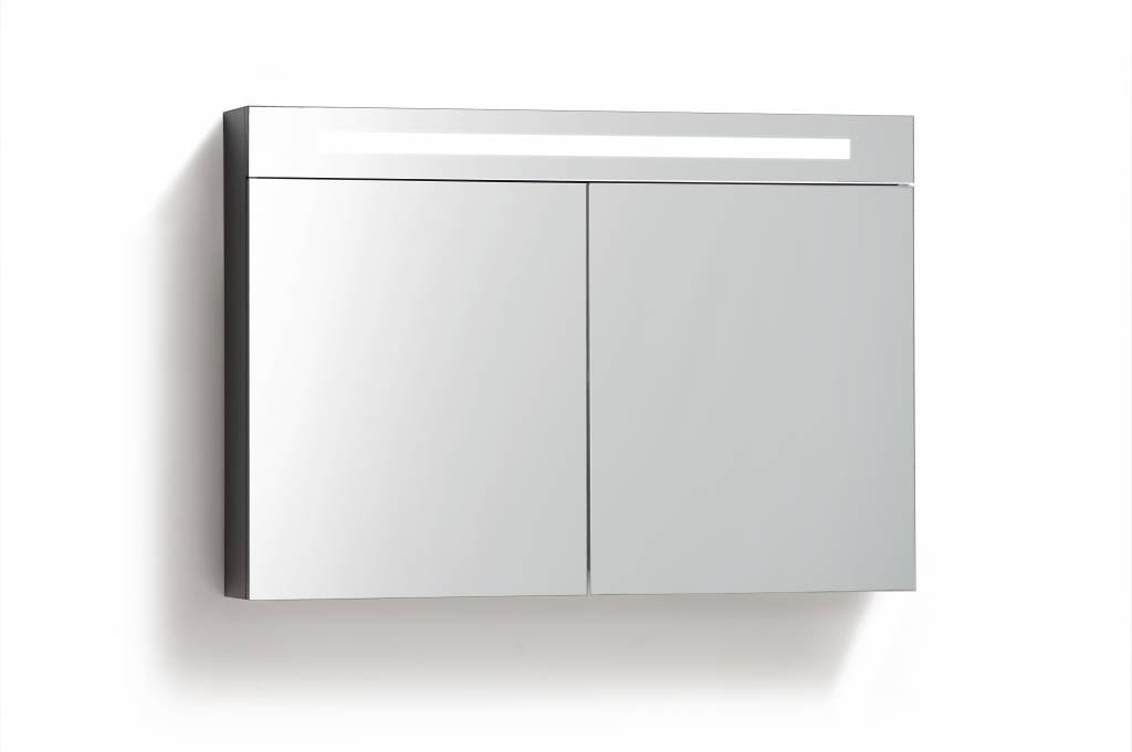 Spiegelkast 100 met LED verlichting Zwart Wenge - WDtegels