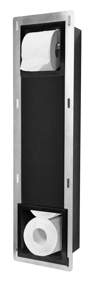 Wiesbaden Inbouw-toiletrolhouder + reserve-rolhouder mat-zwart - WDtegels