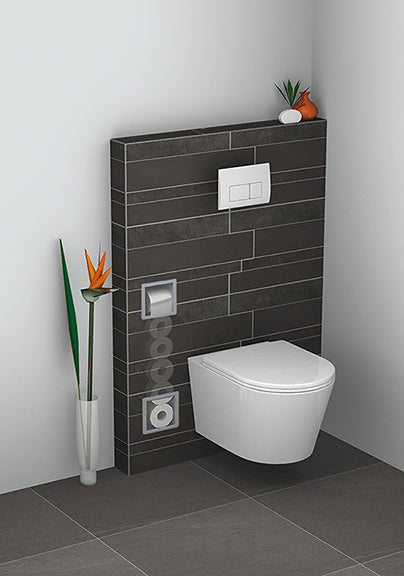 Wiesbaden inbouw-toiletrolhouder + reserve-rollen RVS - WDtegels