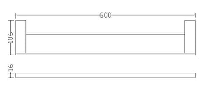 Wiesbaden Eris dubbele handdoekrek 60cm chroom
