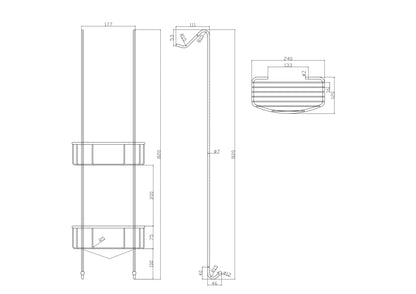 Wiesbaden Domo chroom ophangrek tbv glazen wand 80cm - WDtegels