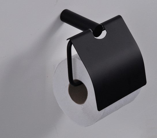 Wiesbaden Ida toiletrolhouder met klep zwart - WDtegels