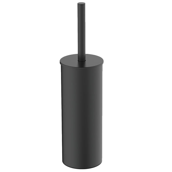 Escobilla de baño independiente Alonzo con soporte | Negro mate