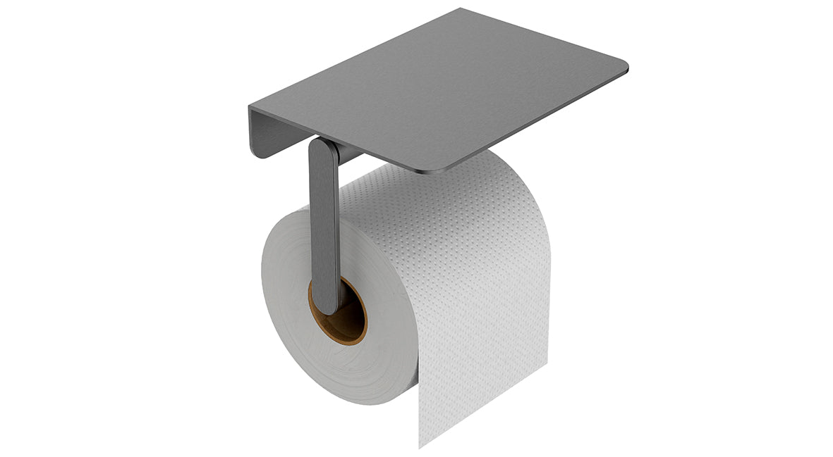 Alonzo toiletrolhouder met planchet gunmetal PVD - productfoto 2