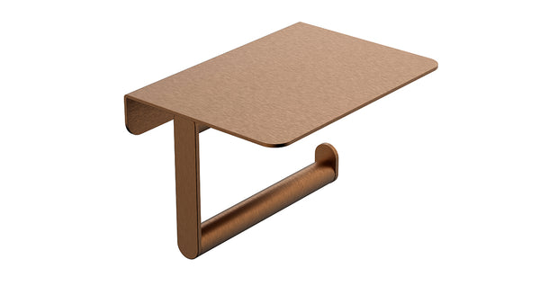 Portarrollos de papel higiénico Alonzo con repisa | Bronce cobrizo cepillado PVD