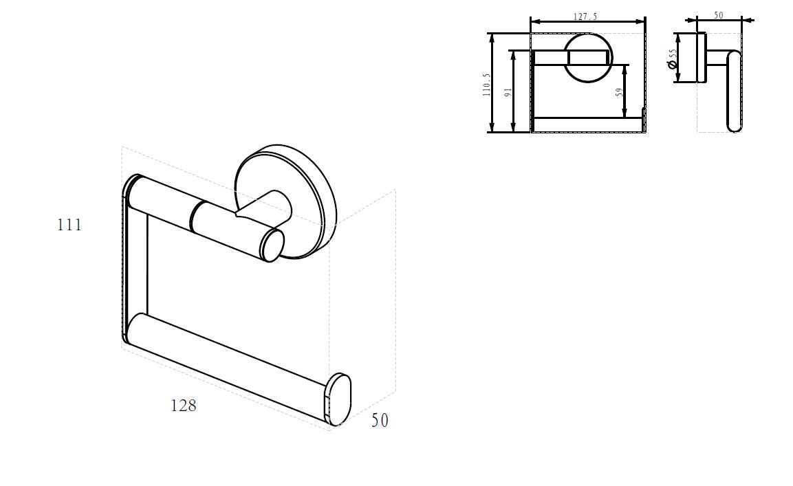 Wiesbaden Alonzo toiletrolhouder zonder klep gunmetal