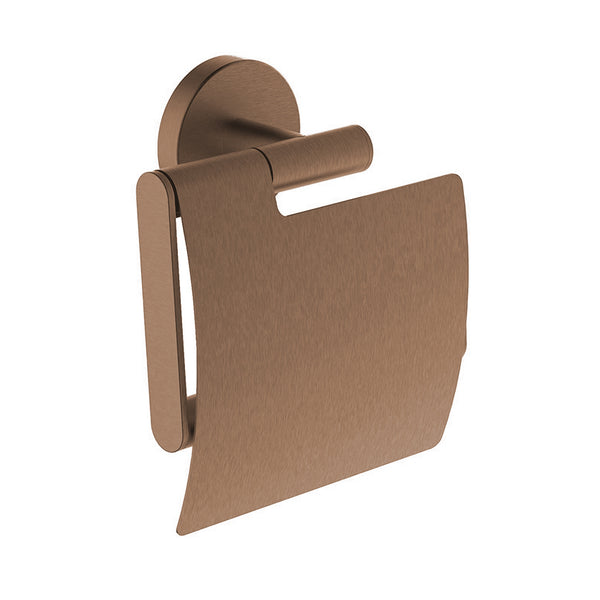Portarrollos de papel higiénico Alonzo con tapa | Bronce cobrizo cepillado PVD