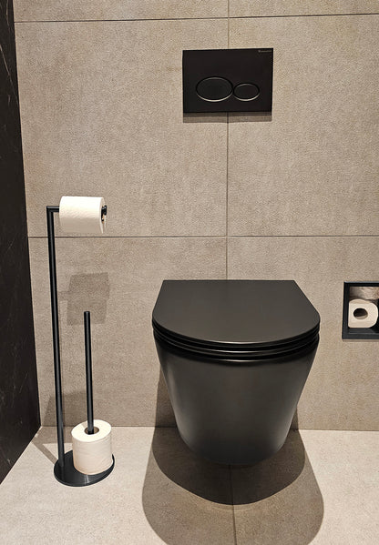 Alonzo toiletrolhouder met reserverolhouder vrijstaand mat zwart - productfoto 2