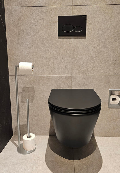 Alonzo toiletrolhouder met reserverolhouder vrijstaand RVS geborsteld - productfoto 2