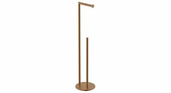 Portarrollos de papel higiénico Alonzo con soporte para rollo de reserva independiente | Bronce cobrizo cepillado PVD