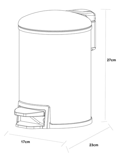 Lijntekening Tobin pedaalemmer softclose 3 liter RVS
