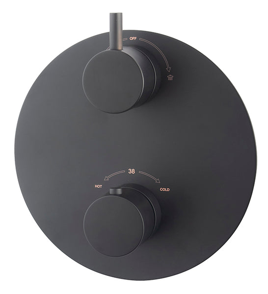 Caral trim part round built-in thermostat 2-way matt black