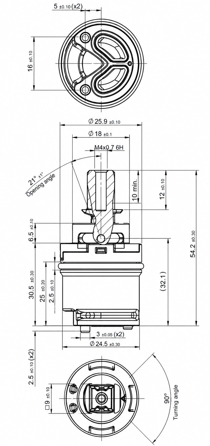 Lijntekening Style Sedal binnenwerk voor wastafelkraan