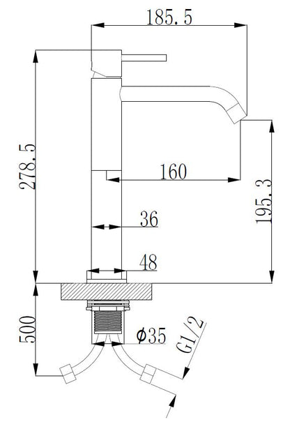 Style XL hoge wastafelmengkraan mat zwart - WDtegels