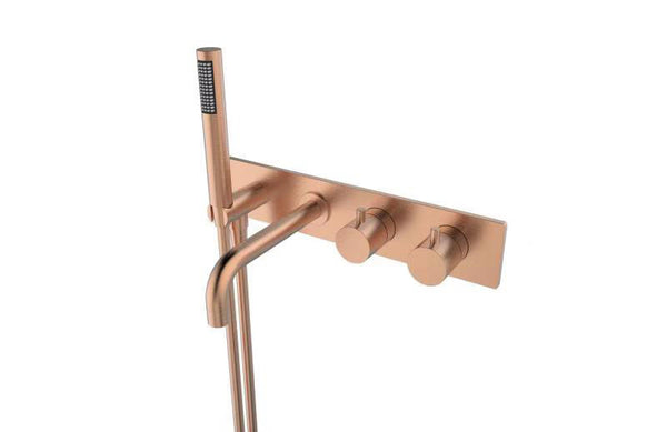 Style bath thermostat wall-mounted brushed copper PVD