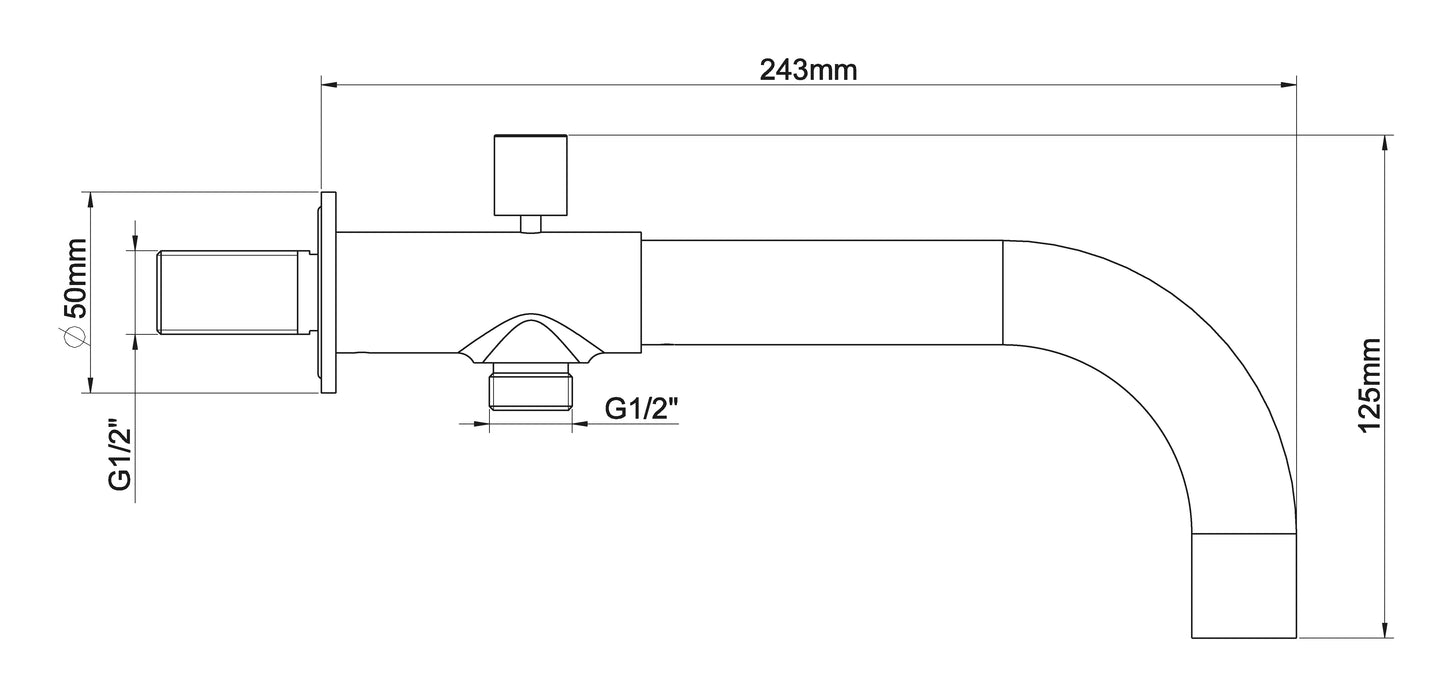 inbouw-baduitloop met omstel rond 23cm | Mat zwart