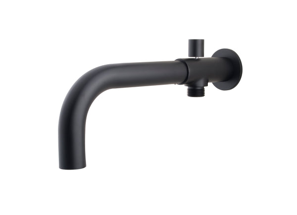 built-in bath spout with diverter round 23cm matt black