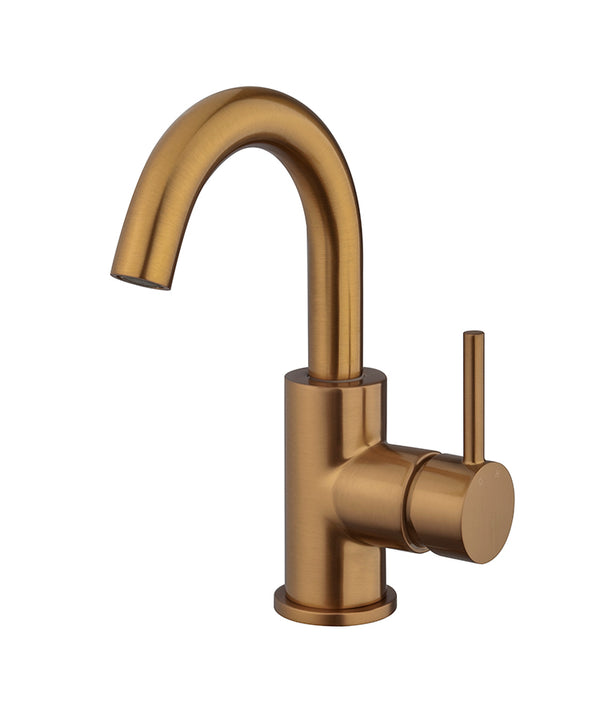 Caral washbasin tap with swivel spout brushed bronze copper PVD