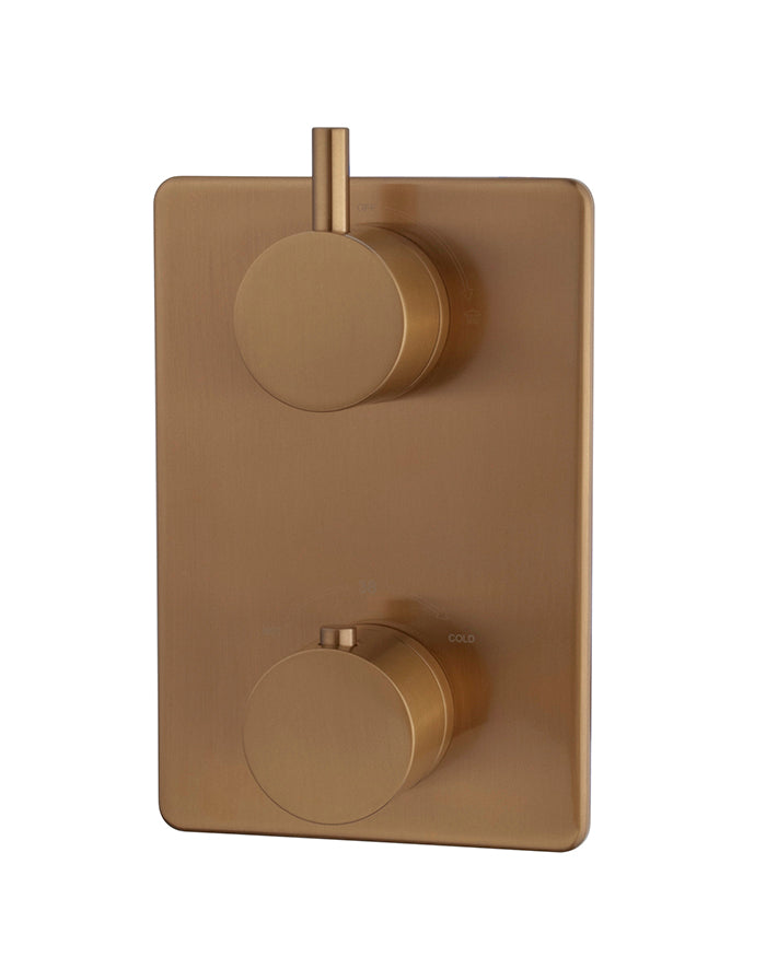 Caral afbouwdeel inbouwthermostaat 2 weg geborsteld brons koper PVD