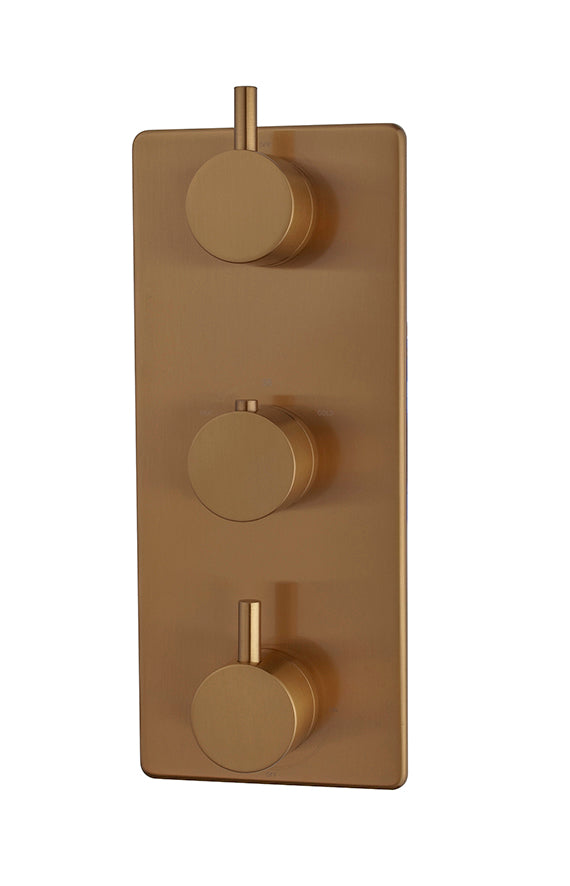 Caral trim part built-in thermostat 3-way brushed bronze copper PVD