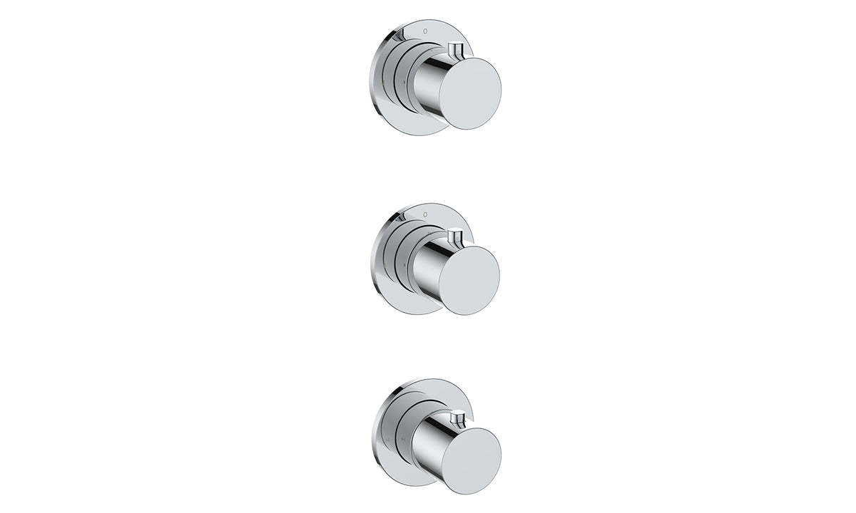 Caral afbouwdeel thermostatische douchekraan met 2 stopkranen Chroom - detailfoto