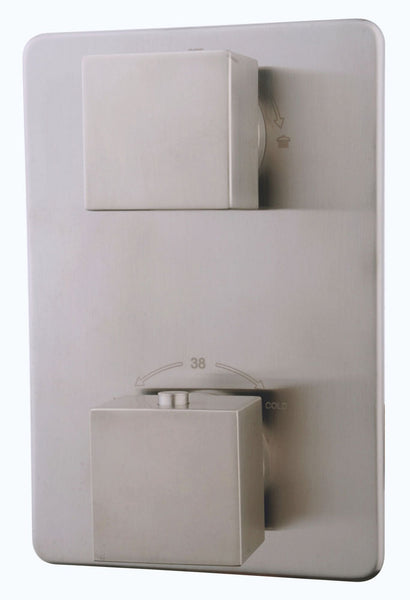 Rombo afbouwdeel inbouwthermostaat 2 weg geborsteld staal PVD