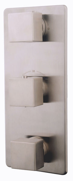 Rombo afbouwdeel inbouwthermostaat 3 weg geborsteld staal PVD