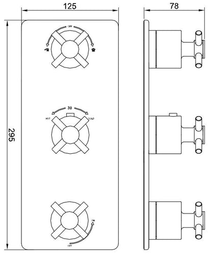 Cross inbouw douchekraan afbouwset 3-weg chroom 8718053680224
