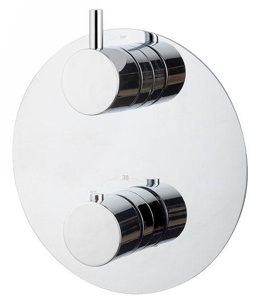 Caral trim part round built-in thermostat 2-way chrome