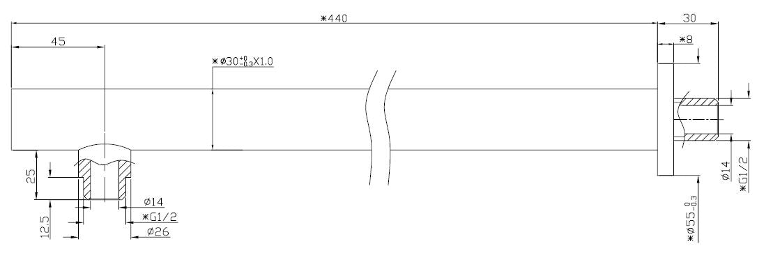 Caral douchearm 45 cm zwart 8719323038424