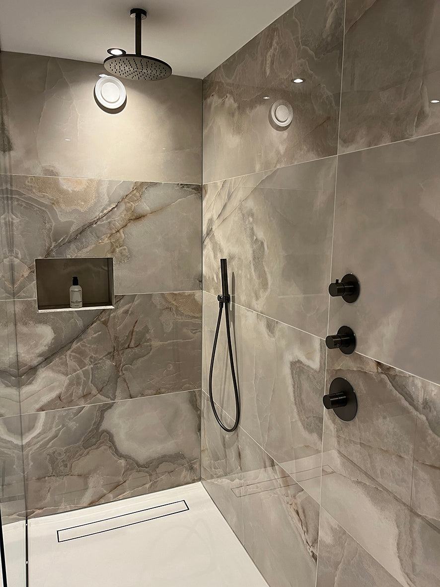 UniMatch hoofddouche rond 20 x 1,2 cm mat zwart