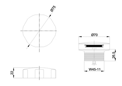Wiesbaden knop/plug badoverloopcomb. chroom - WDtegels