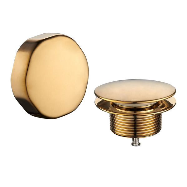 Wiesbaden knop/plug badoverloopcombinatie | Geborsteld messing
