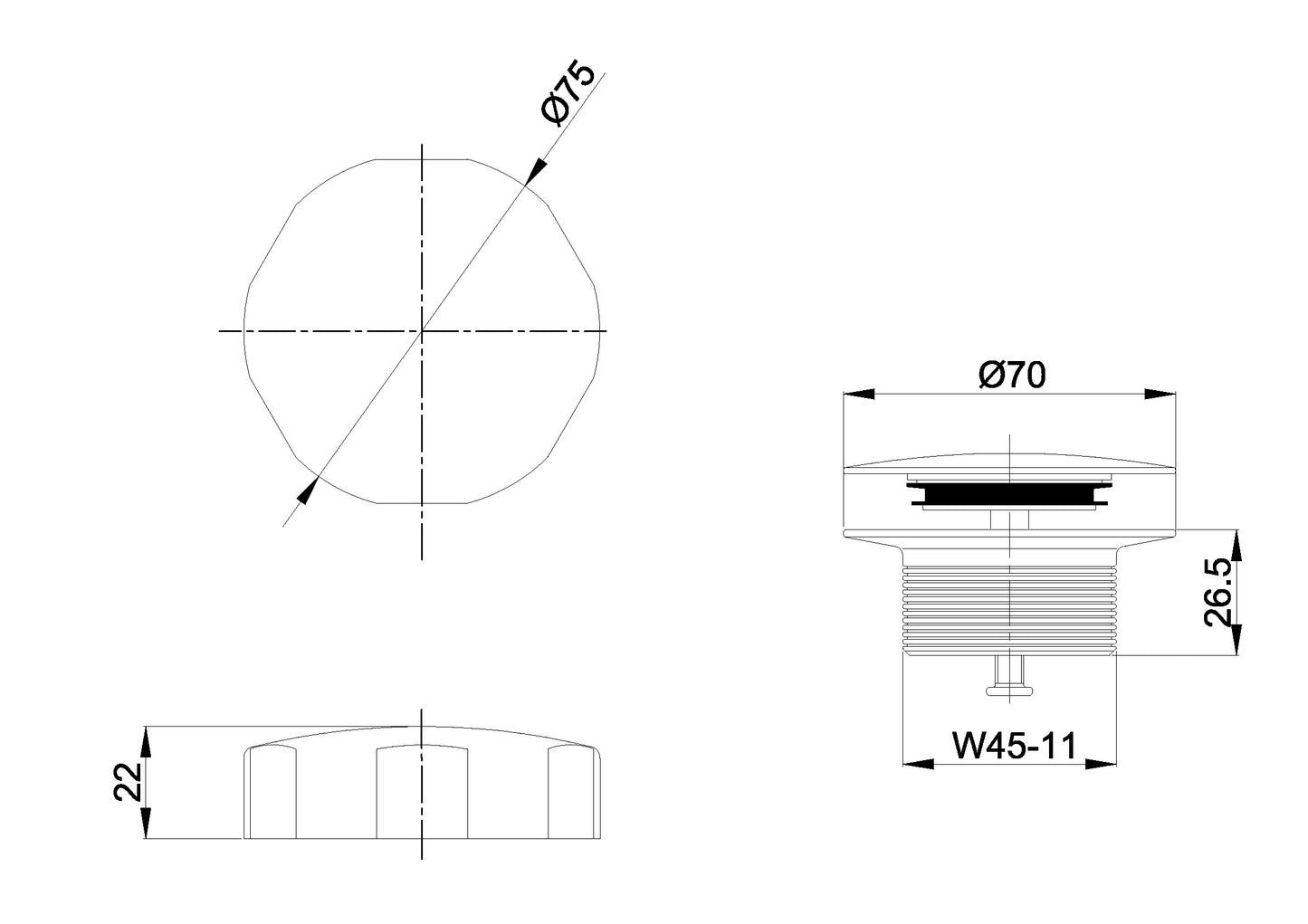 Wiesbaden knop/plug badoverloopcombinatie geborsteld messing - WDtegels