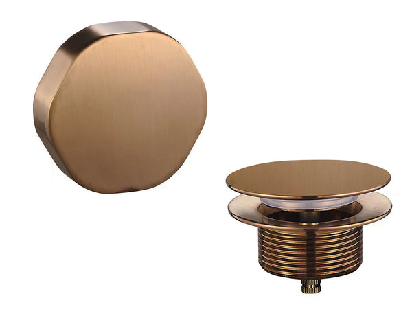 Doblar finishing part bath drain with overflow brushed bronze copper PVD