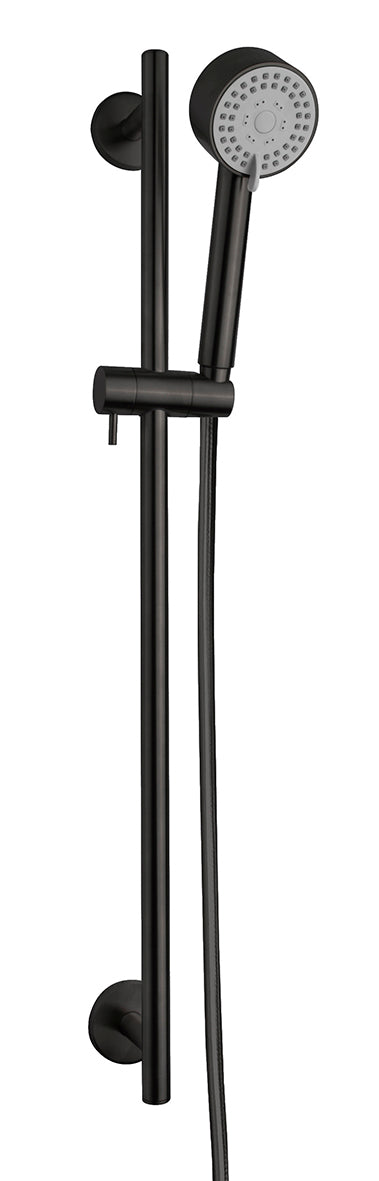 UniMatch Cadans glijstangset compleet met handdouche 3 standen Ø 8 cm mat zwart