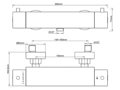 Wiesbaden Cool Touch douchethermostaat mat-zwart